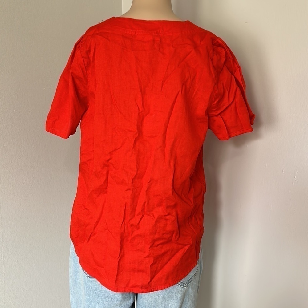 Women's Orange Knox Rose Top Tunic V Neck With Strings - Picture 2 of 4